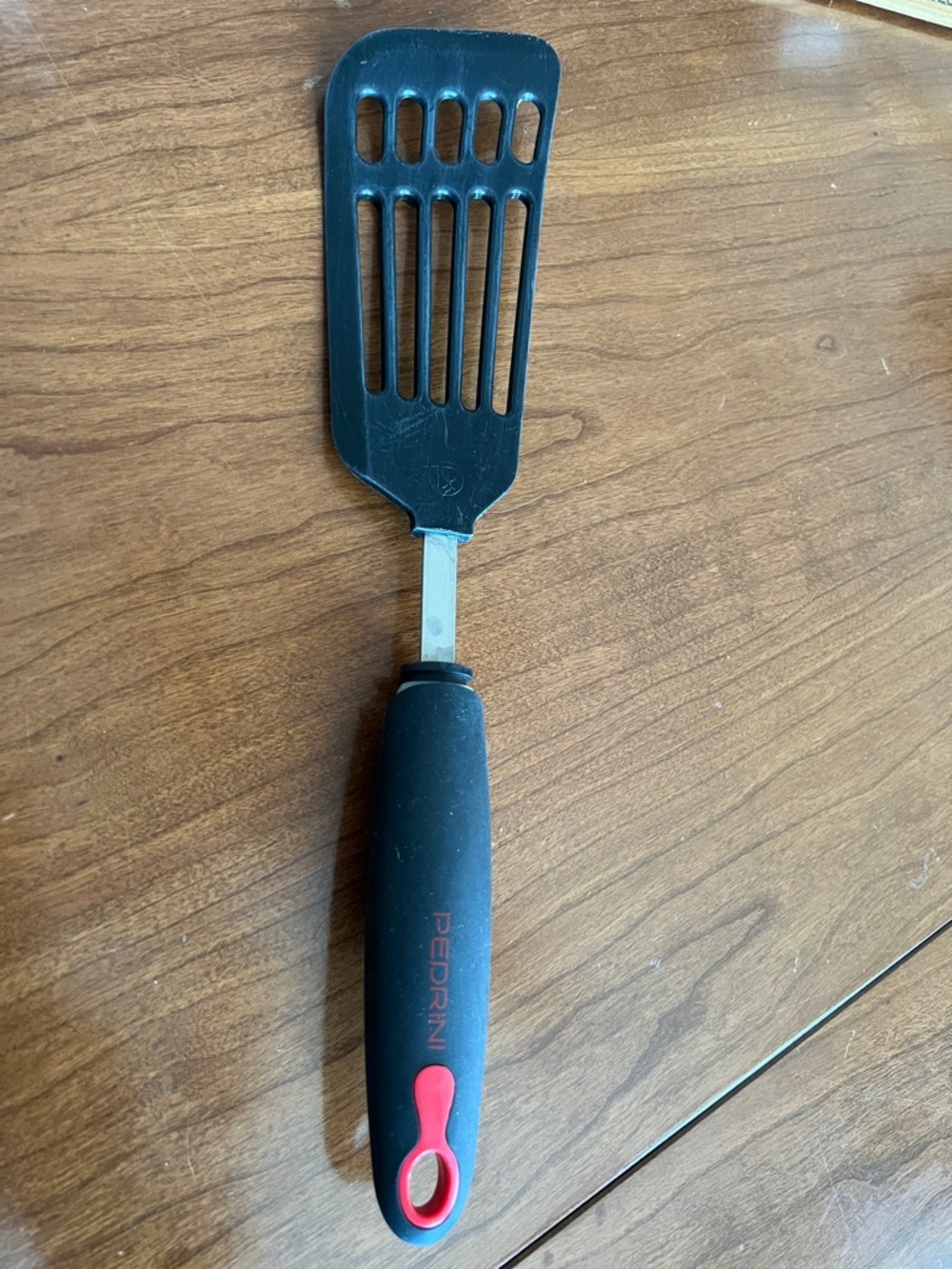 Black and Red Slotted Turner Spatula